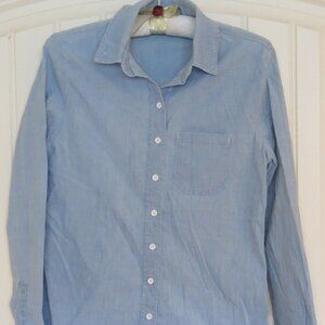 Topshop Pale Blue Cotton Blend Shirt Size 2 (K472)